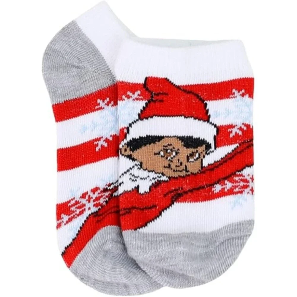 5 Pack Elf On The Shelf Snow Days No Show Socks Size 4-6 Shoe Size 7-10